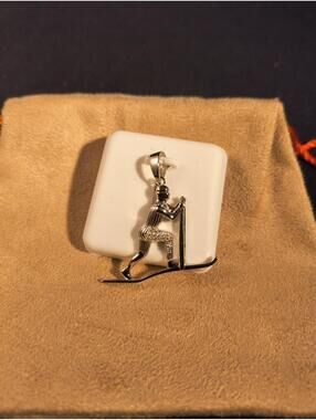 Sterling Silver Moissenite Snow Skier Pendant